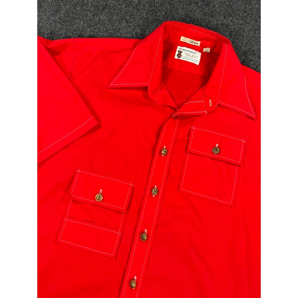 VTG 70s Manhattan The Nut Shirt Tall Man Red Button Up XL Disco Rockabilly
